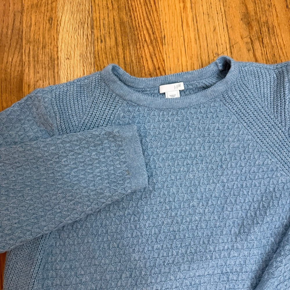 J. Jill Sweater M Light Blue Mixed Knit Textured Side Button Fall Winter